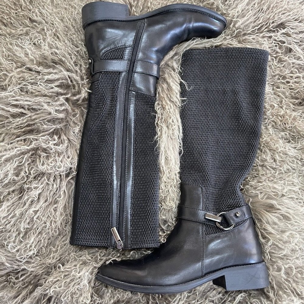 Aquatalia Black Riding Boots Size‎ 8 Calf Length Boots Designer Equestrian Biker